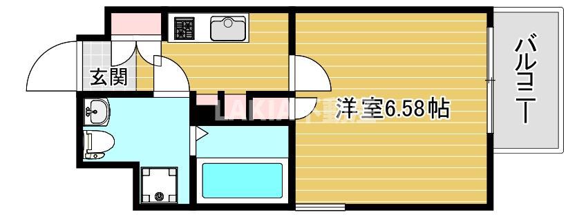 GRANDI UTSUBO PARK(1K/6階)の間取り写真