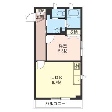 ハラッツオ鴨居(1LDK/1階)の間取り写真