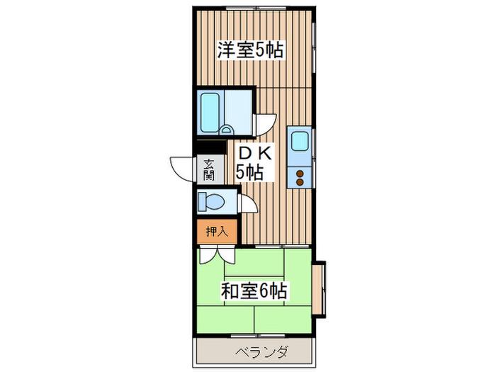 グリーンハイツ黒川(2DK/1階)の間取り写真