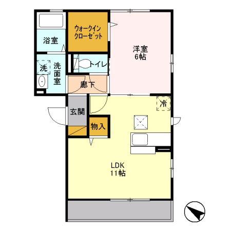 ソレーユ(1LDK/1階)の間取り写真