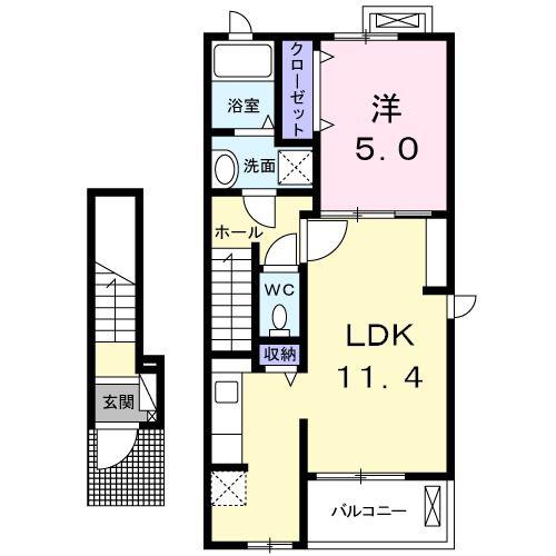グラン・シャリオ(1LDK/2階)の間取り写真