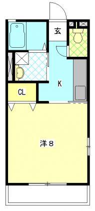 サングリーン(1K/2階)の間取り写真