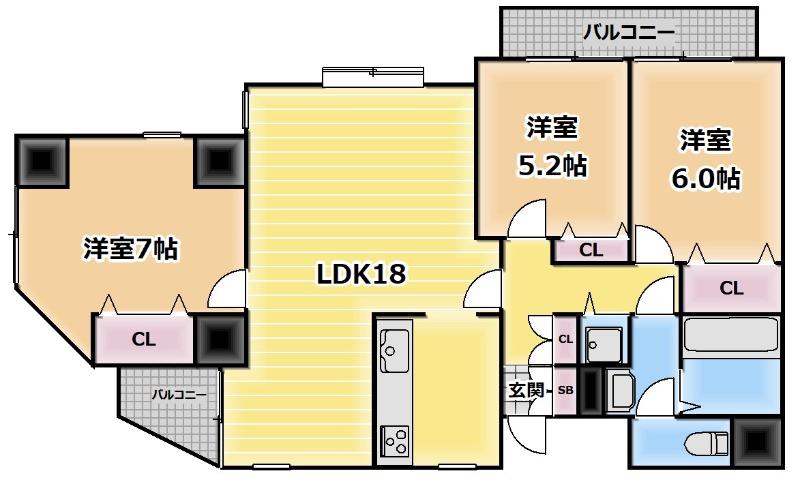 ウィンベルディエット小岩(3LDK/6階)の間取り写真