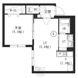 クレスト環状通東(1LDK/3階)の間取り写真