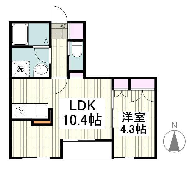 ヴァンベール山王(1LDK/2階)の間取り写真
