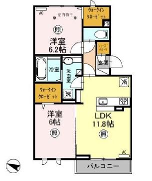 ロイジェントパークスレイクタウンIIG(2LDK/3階)の間取り写真