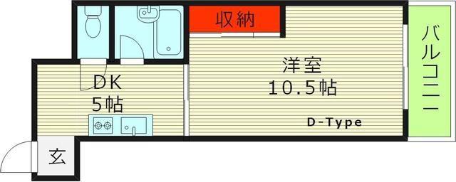 東洋プラザ高倉(1DK/5階)の間取り写真