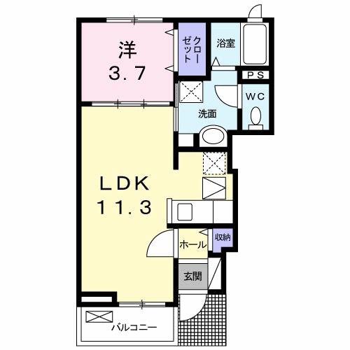 ハーベストグリーンヒル(1LDK/1階)の間取り写真