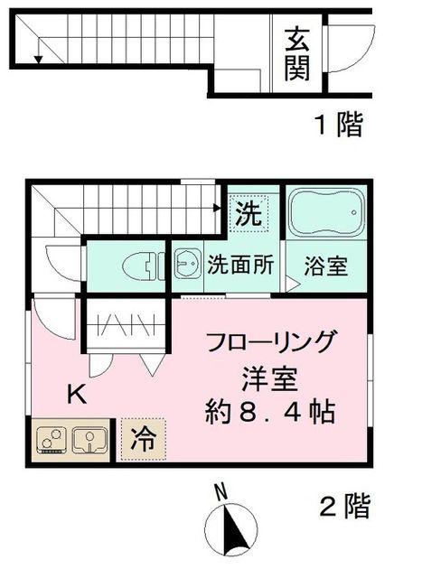 グランディール(1K/2階)の間取り写真