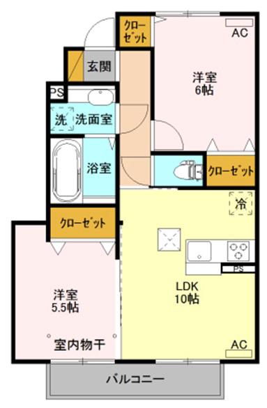 グランテラス高井(2LDK/1階)の間取り写真