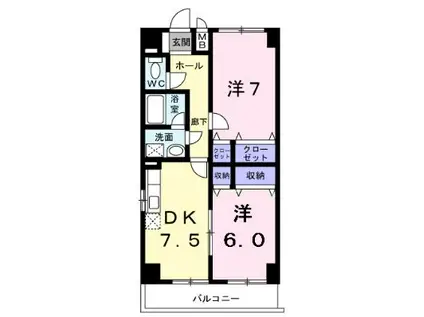 高そねマンション(2DK/3階)の間取り写真