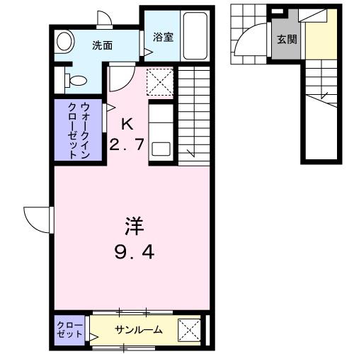 サニーハウス・Y(1K/2階)の間取り写真