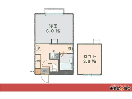 サンフィールド平田(1K/2階)の間取り写真