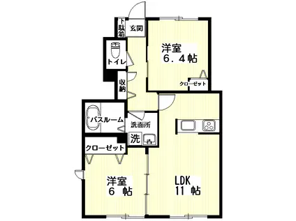 ラ・リズラヴィーヌ(2LDK/1階)の間取り写真