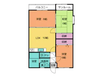 エクセル南(3LDK/2階)の間取り写真