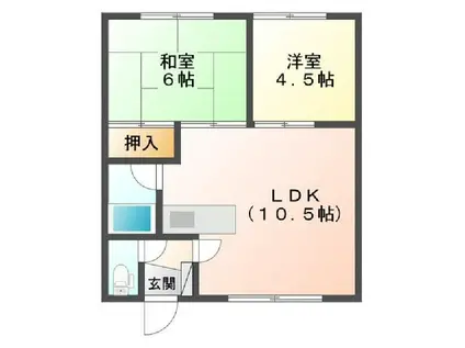 コーポムーンライトU(2LDK/2階)の間取り写真