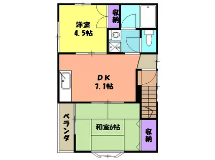 高橋アパート(2DK/2階)の間取り写真