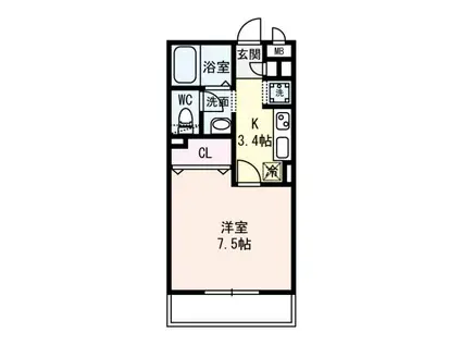 エクレール上小阪(1K/3階)の間取り写真