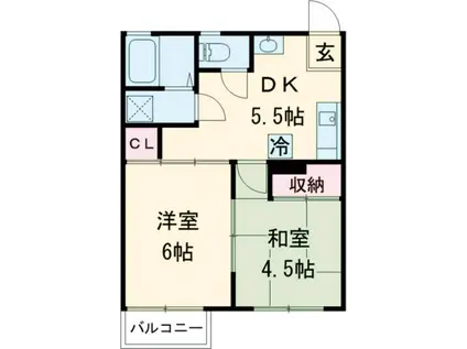 ハイツタダクマII(2DK/2階)の間取り写真