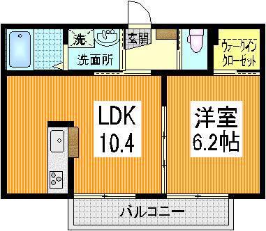 フェリスタージュ五日市中央A棟(1LDK/2階)の間取り写真
