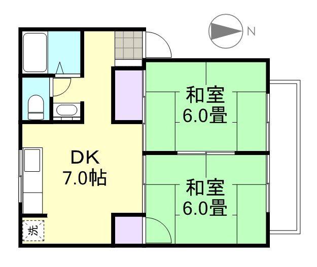 ジュネス神田A棟(2DK/2階)の間取り写真