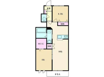 カーサ・ハナミズキ(2LDK/1階)の間取り写真