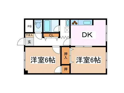アメニティーシャトー並柳(2DK/3階)の間取り写真
