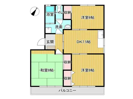 コーポラスはまゆう(3DK/1階)の間取り写真