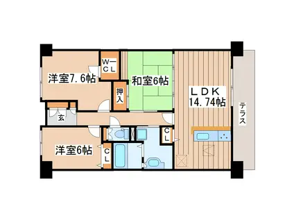 ロイヤルシャトー名取駅西(3LDK/1階)の間取り写真