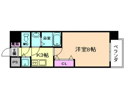ルミエール野田阪神(1K/10階)の間取り写真