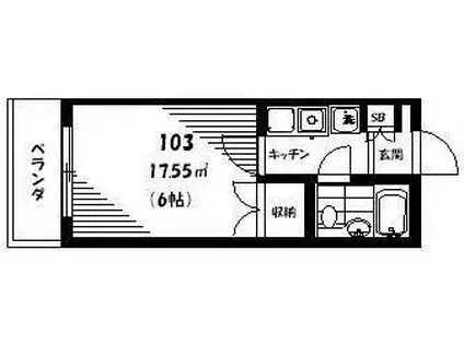 フローラ鶴見(1K/2階)の間取り写真