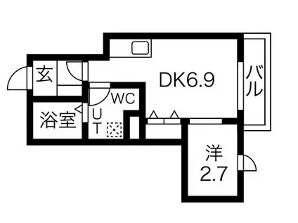 アルカンシェル北仙台(1DK/2階)の間取り写真