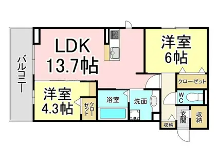 D-ROOM藤田 B棟(2LDK/3階)の間取り写真