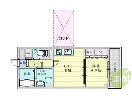KTIレジデンス江坂(1LDK/3階)の間取り写真