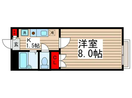 リリックコート鎌倉(1K/2階)の間取り写真