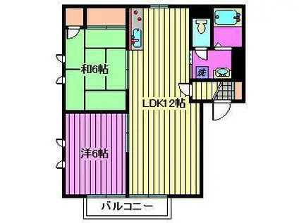 パインコートおかのA・B棟(2LDK/2階)の間取り写真