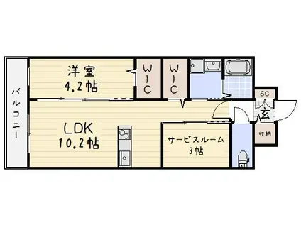 ALISS堺町(1SLDK/8階)の間取り写真