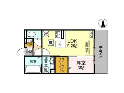 D-ROOM昭和町(1LDK/1階)の間取り写真