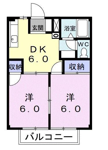 アーバンハイツタカハシ(2DK/2階)の間取り写真