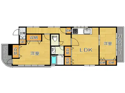 ギャラクシー豊中中央ビル(2LDK/5階)の間取り写真