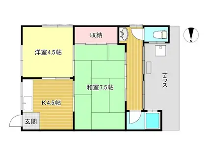 コーポ滝川(2K/1階)の間取り写真