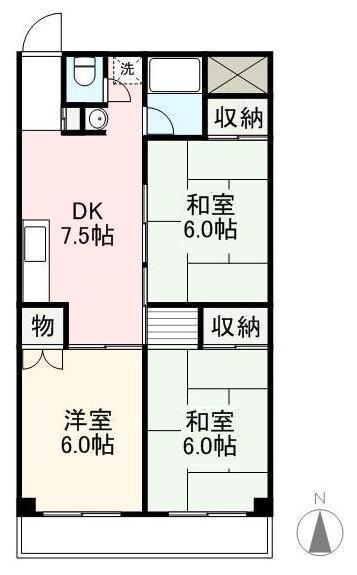 岩藤マンション(3DK/2階)の間取り写真