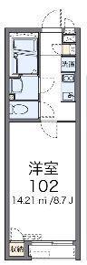 クレイノヒルサイド戸塚(1K/1階)の間取り写真