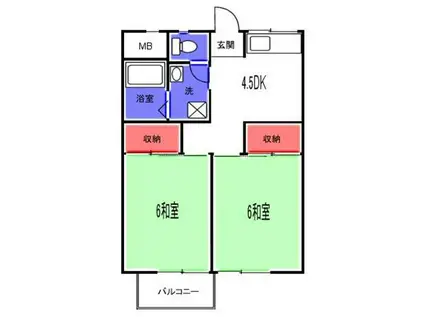 カーサ小柿II(2DK/2階)の間取り写真
