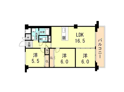 ネオハイツ垂水(3LDK/8階)の間取り写真