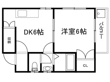 カステロレヴィPARTIII(1DK/2階)の間取り写真