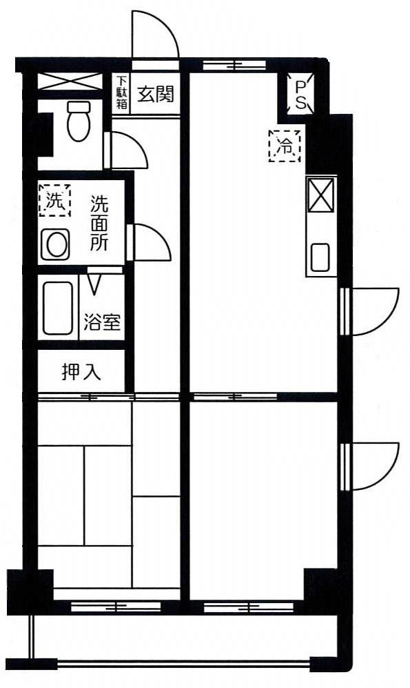熊谷朝日ハイツ(2LDK/7階)の間取り写真