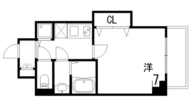 LUXE芦屋南(1K/2階)の間取り写真