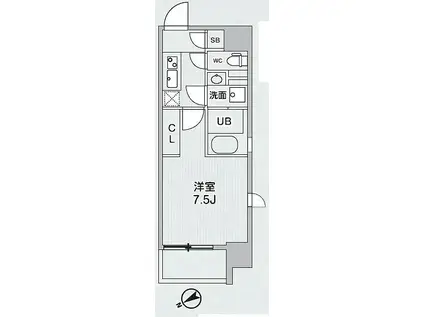 SEASON FLATS浅草橋(1K/3階)の間取り写真