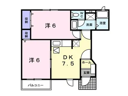 ミレニアムハイツS(2DK/1階)の間取り写真
